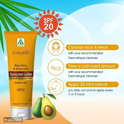 Aplomb Embellish Sunscreen Loation Enriched With Avocado  Vit-E Protection from UV-A  UV-B Rays for Women  Men - 50ml-thumb3