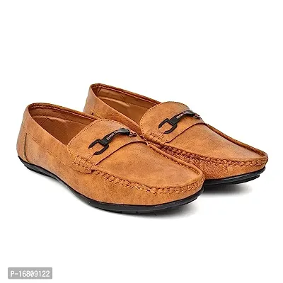 Stylish Tan Rexine Solid Formal Shoes For Men-thumb0