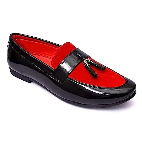 Stylish Red PU Solid Formal Shoes For Men