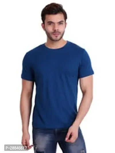 Stylish Blue Cotton Tees For Men-thumb0