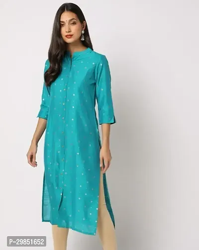 Stylish Blue Cotton Kurta For Women-thumb0