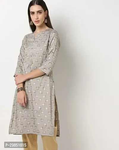 Stylish Grey Cotton Kurta For Women-thumb0