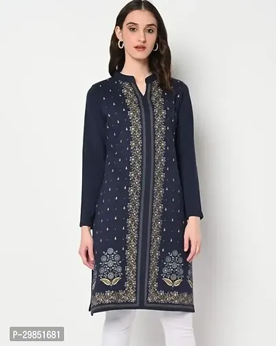 Stylish Navy Blue Cotton Kurta For Women