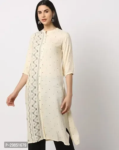 Stylish Off White Cotton Kurta For Women