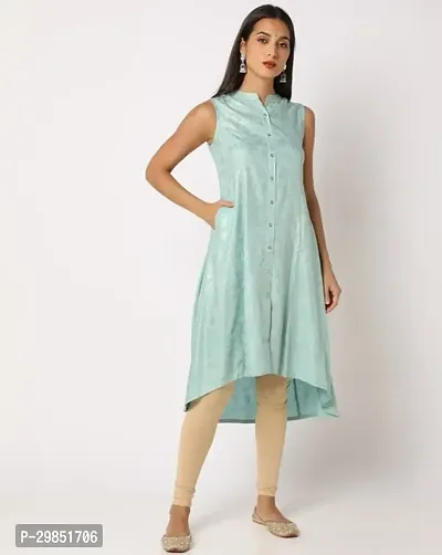 Stylish Turquoise Cotton Kurta For Women-thumb0