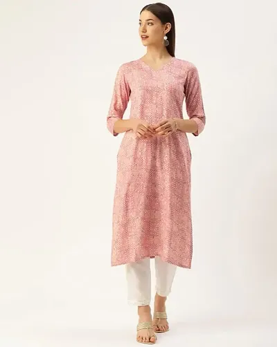 Stylish Printed Cotton A-Line Kurtis