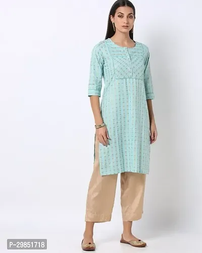 Stylish Turquoise Cotton Kurta For Women