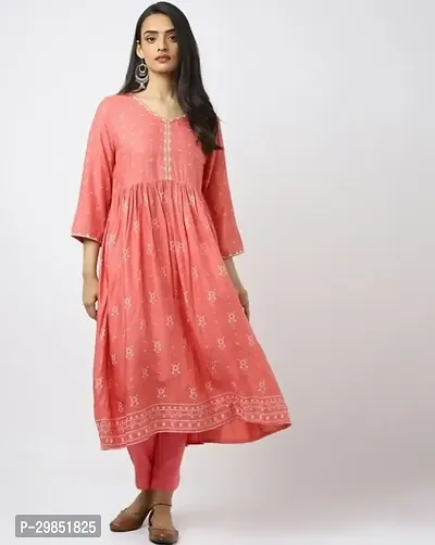 Stylish Coral Cotton Kurta For Women