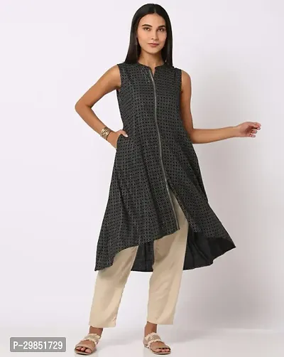 Stylish Black Cotton Kurta For Women-thumb0