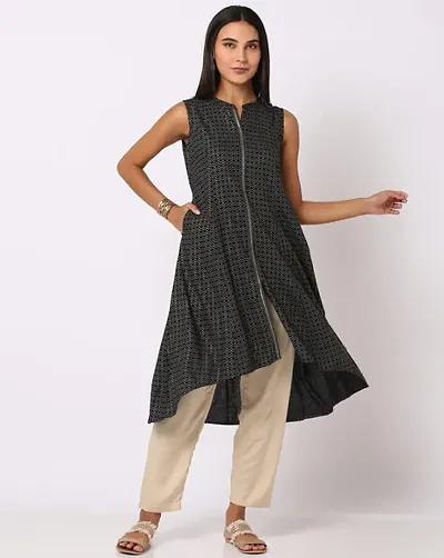 Stylish Printed Cotton A-Line Kurtis