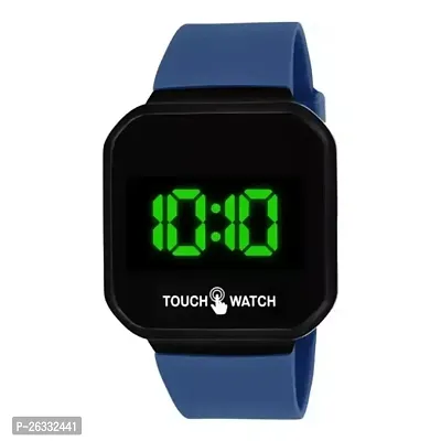 Stylish Navy Blue Silicone Digital Watches For Men-thumb0
