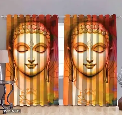 Digital Window Curtains Pack Of 2 ( Buddha )-thumb0