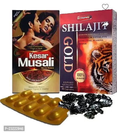 100 % Orignal  KESAR  MUSALI  10 CAPSULES  SHILAJIT GOLD  10 CAPSULES  ( COMBO PACK )-thumb0