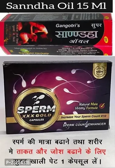 SPERM XXX GOLD 10 CAPSULES   GANGOTRI SANDDA OIL 15 ML FOR MEN( combo pack )-thumb0