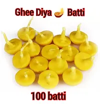 Ghee Diya Batti | Handmade Ghee Diya Batti,Jyot Batti for Pooja Aarti Cow Ghee Diya Batti, Ghee Wicks -100 Pcs-thumb1