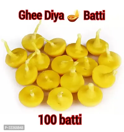 Ghee Diya Batti | Handmade Ghee Diya Batti,Jyot Batti for Pooja Aarti Cow Ghee Diya Batti, Ghee Wicks -100 Pcs-thumb2