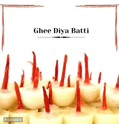 Small Cow Ghee Diya for Puja, 100 Pcs, Wax Free  Vegan Ghee Batti/Wicks/Jyot for Puja Aarti, (Pack of 1, Yellow, 100 Pcs)-thumb2