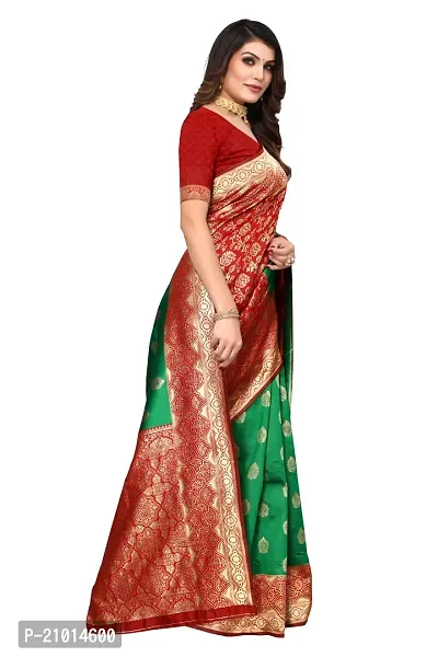 Beautiful Banarasi Silk Woven Design Saree with Blouse Piece For Women-thumb3