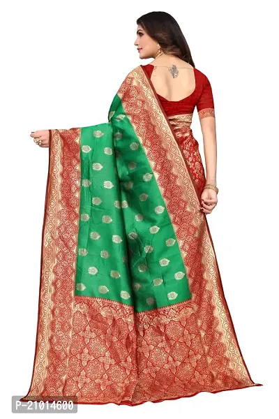 Beautiful Banarasi Silk Woven Design Saree with Blouse Piece For Women-thumb4