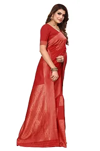 Stylish Women Cotton Silk Red Jacquard Saree with Blouse piece-thumb2