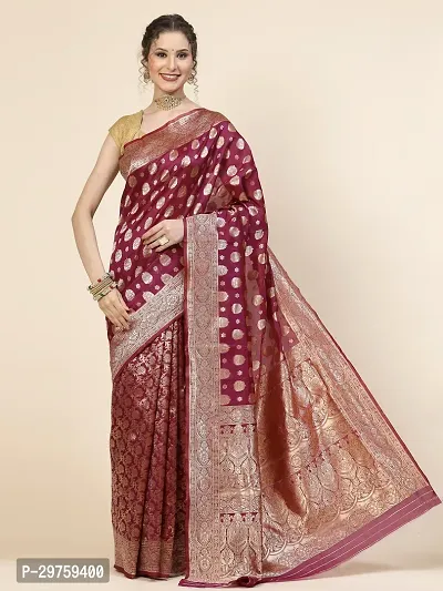 Stylish Art Silk Jacquard Saree with Blouse piece For Women-thumb0