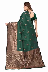 Stylish Women Cotton Silk Green Jacquard Saree with Blouse piece-thumb1