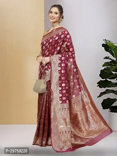 Stylish Art Silk Jacquard Saree with Blouse piece For Women-thumb2