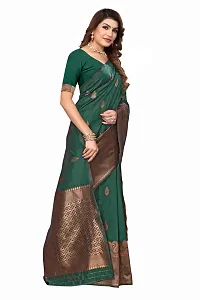 Stylish Women Cotton Silk Green Jacquard Saree with Blouse piece-thumb2