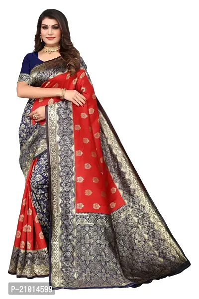 Beautiful Banarasi Silk Woven Design Saree with Blouse Piece For Women-thumb0