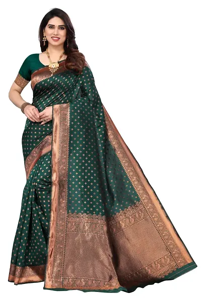 Hot Selling Silk Blend Saree with Blouse piece 