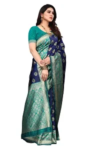 Beautiful Banarasi Silk Woven Design Saree with Blouse Piece For Women-thumb3