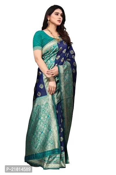 Beautiful Banarasi Silk Woven Design Saree with Blouse Piece For Women-thumb4