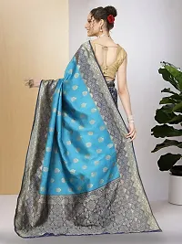 Stylish Art Silk Jacquard Saree with Blouse piece For Women-thumb2