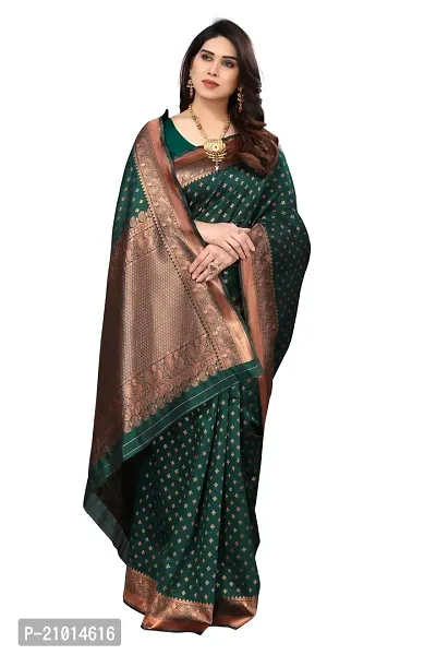 Trendy Banarasi Silk Green Woven Design Saree With Blouse Piece For Women-thumb4