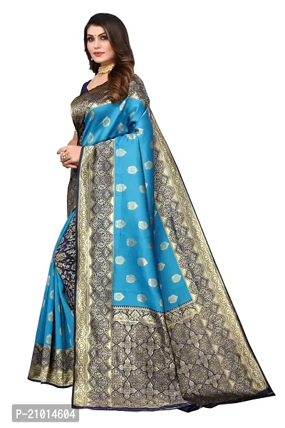 Beautiful Banarasi Silk Woven Design Saree with Blouse Piece For Women-thumb2