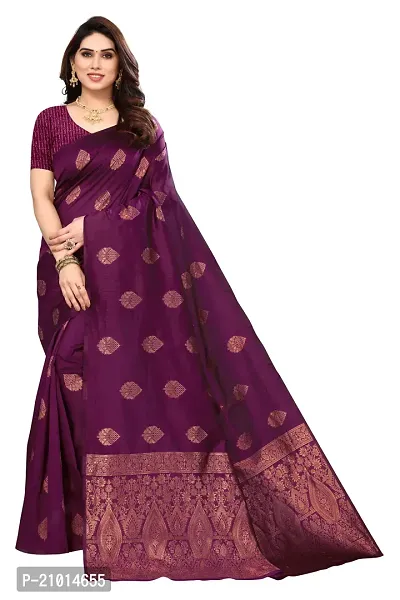 Stylish Women Cotton Silk Purple Jacquard Saree with Blouse piece-thumb0