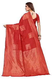 Stylish Women Cotton Silk Red Jacquard Saree with Blouse piece-thumb1