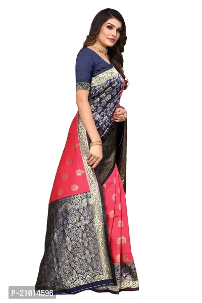 Beautiful Banarasi Silk Woven Design Saree with Blouse Piece For Women-thumb3