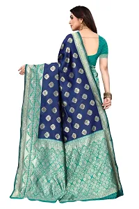 Beautiful Banarasi Silk Woven Design Saree with Blouse Piece For Women-thumb1