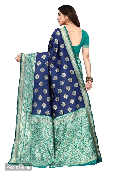 Beautiful Banarasi Silk Woven Design Saree with Blouse Piece For Women-thumb2