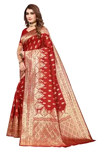 Stylish Women Cotton Silk Maroon Jacquard Saree with Blouse piece-thumb2