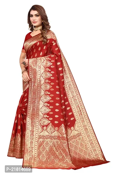 Stylish Women Cotton Silk Maroon Jacquard Saree with Blouse piece-thumb3