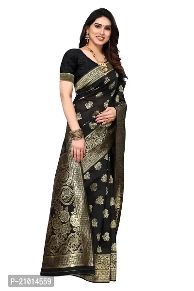 Women Art Silk Woven Design Saree with Blouse piece-thumb4