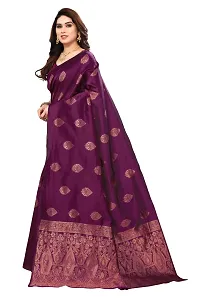 Stylish Women Cotton Silk Purple Jacquard Saree with Blouse piece-thumb1