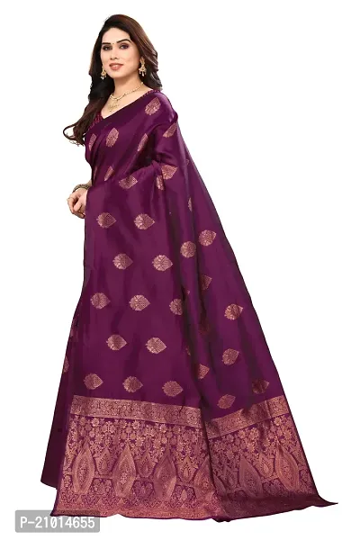 Stylish Women Cotton Silk Purple Jacquard Saree with Blouse piece-thumb2