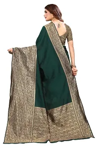 Stylish Women Cotton Silk Green Jacquard Saree with Blouse piece-thumb1