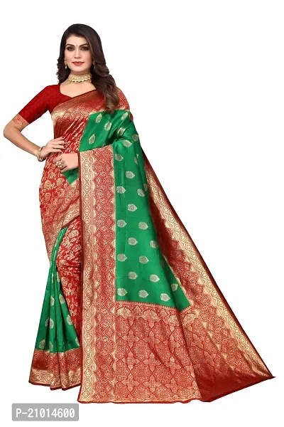 Beautiful Banarasi Silk Woven Design Saree with Blouse Piece For Women-thumb0