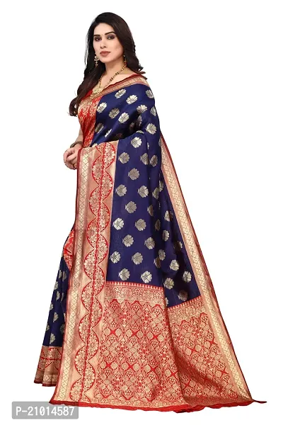 Beautiful Banarasi Silk Woven Design Saree with Blouse Piece For Women-thumb4