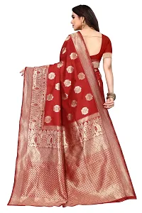 Trendy Banarasi Silk Red Woven Design Saree With Blouse Piece For Women-thumb1