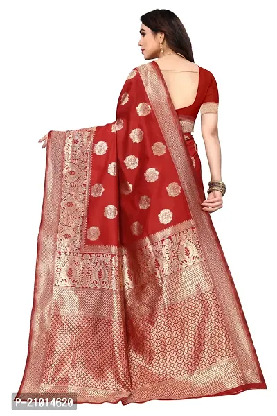 Trendy Banarasi Silk Red Woven Design Saree With Blouse Piece For Women-thumb2